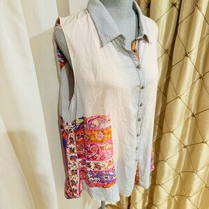 Aratta Silent Journey Sleeveless Boho Blouse - Size S